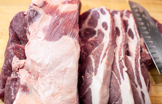 marbled pork shoulder slices