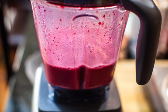 blended cherries in blender
