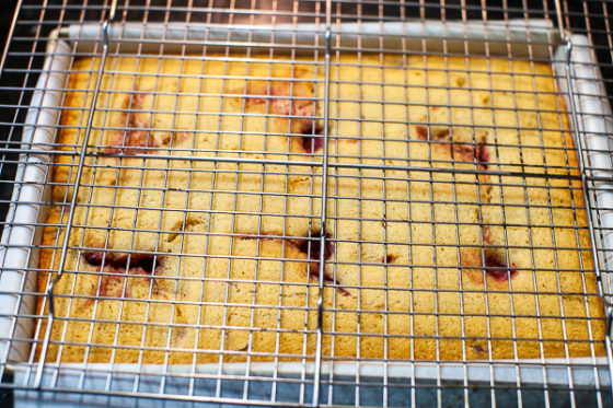cooling rack placed over top of baking pan